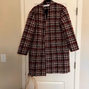 IRO Red and Black Plaid Teddy Jacket